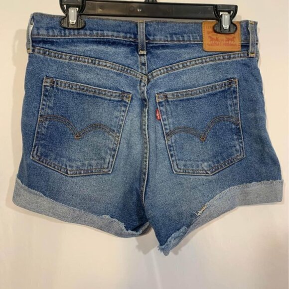 WOMAN’S LEVI STRAUSS denim shorts. Distressed. Button fly. Size 30. - Picture 2 of 7